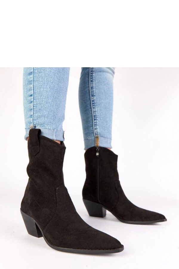 Black Heel Boots in Women`s Ankle Boots & Booties with Fabric, Footbed, Upper Height and Heel Height