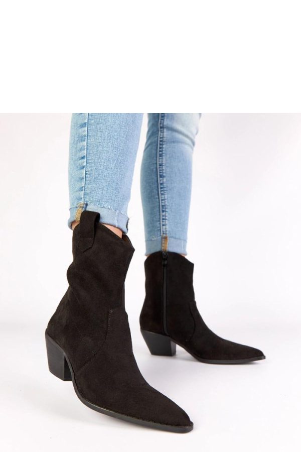Black Heel Boots in Women`s Ankle Boots & Booties with Fabric, Footbed, Upper Height and Heel Height
