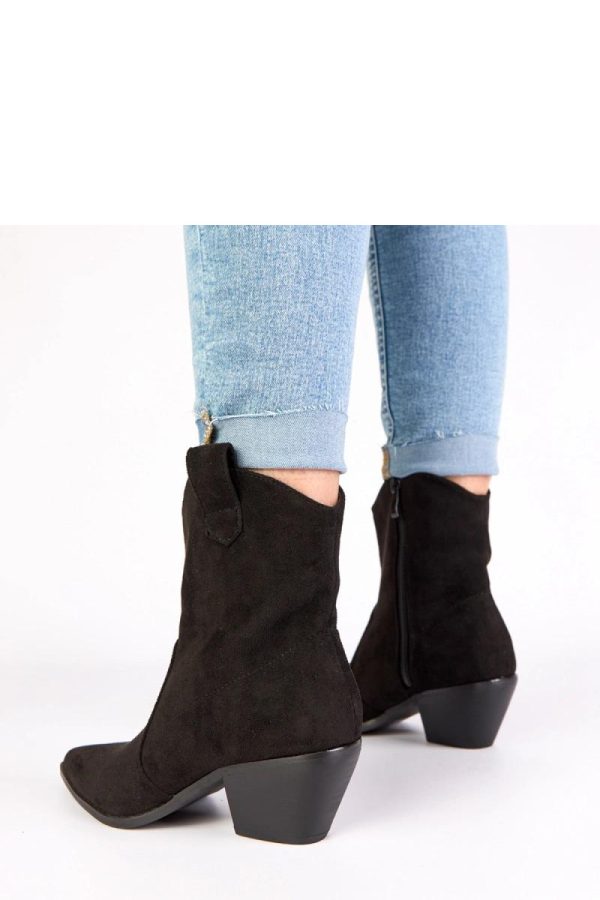 Black Heel Boots in Women`s Ankle Boots & Booties with Fabric, Footbed, Upper Height and Heel Height