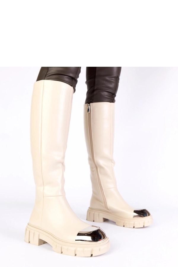 Beige Thigh-Hight Boots..Fabric, Footbed, Upper Height and Heel Height