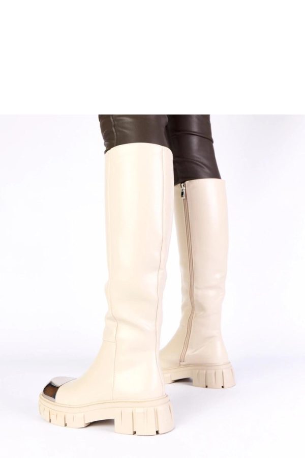 Beige Thigh-Hight Boots..Fabric, Footbed, Upper Height and Heel Height