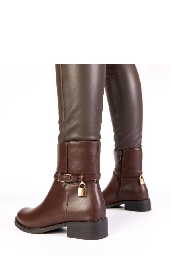 Brown Boots in Women`s Ankle Boots & Booties with Fabric, Footbed, Upper Height and Heel Height