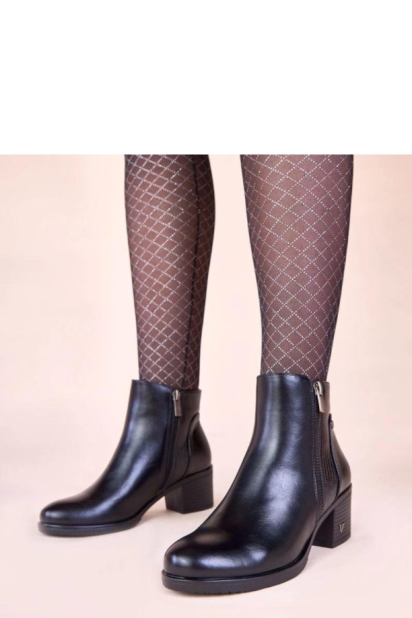 Black Heel Boots in Women`s Ankle Boots & Booties with Fabric, Footbed, Upper Height and Heel Height