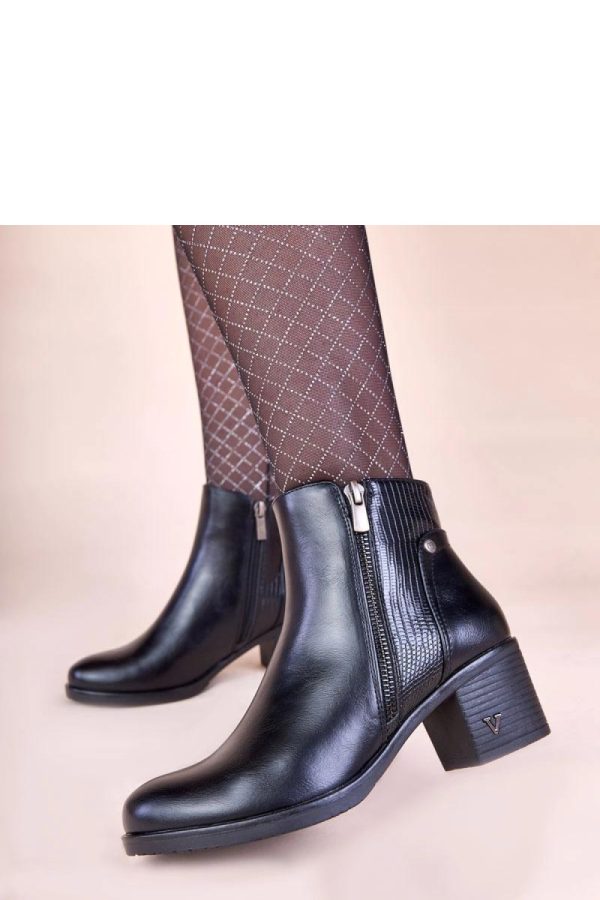 Black Heel Boots in Women`s Ankle Boots & Booties with Fabric, Footbed, Upper Height and Heel Height