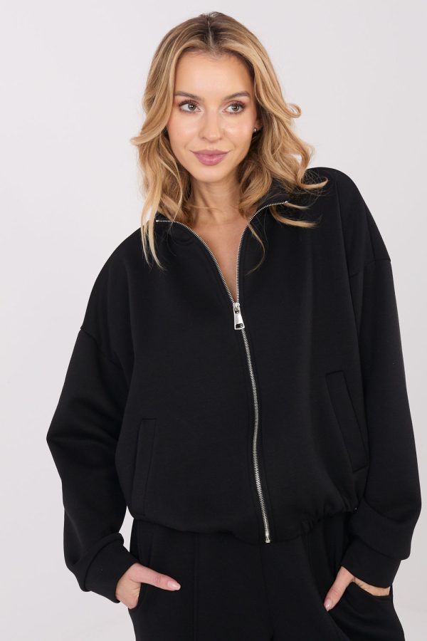Black Sweatshirt in Sweatshirts For Women with Spandex, Polyester and Viscose