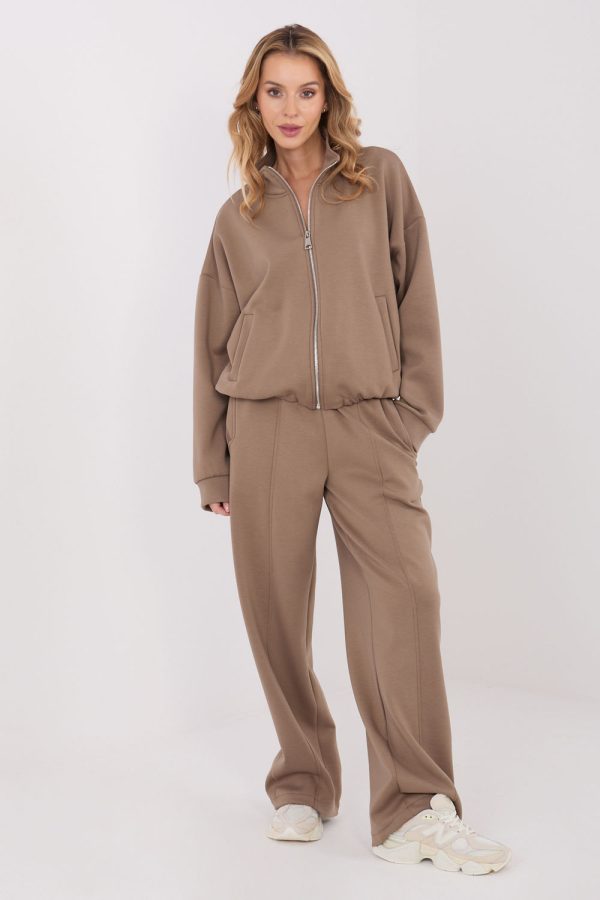 Beige Sweatshirt in Sweatshirts For Women with Spandex, Polyester and Viscose