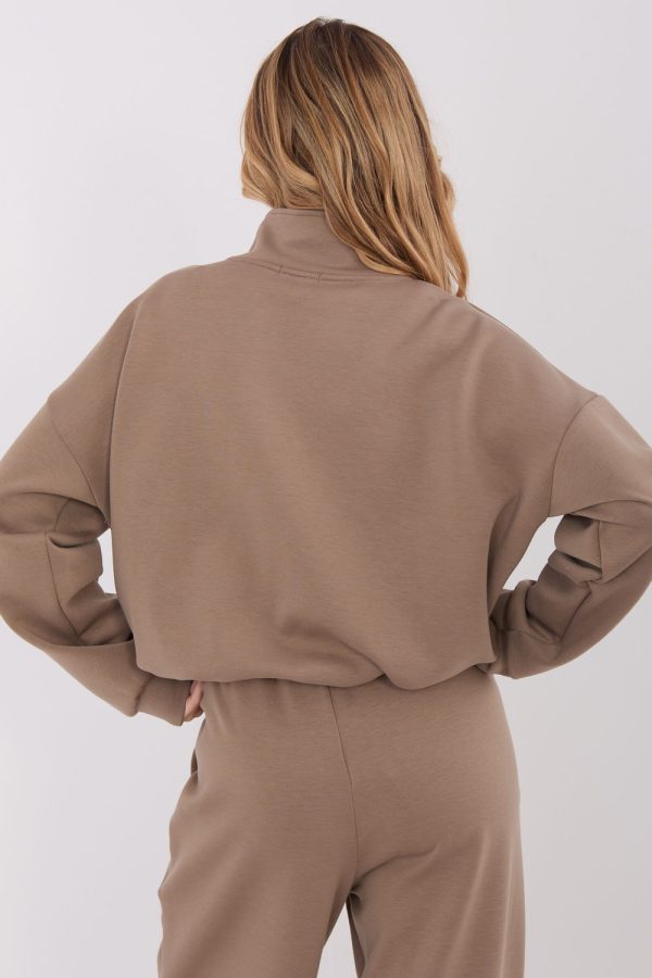Beige Sweatshirt in Sweatshirts For Women with Spandex, Polyester and Viscose