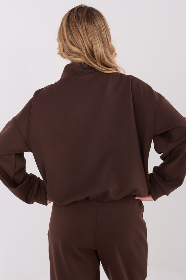 Brown Sweatshirt in Sweatshirts For Women with Spandex, Polyester and Viscose