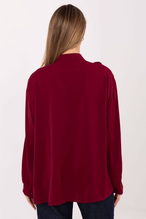 Red Long Sleeve Shirt in Shirts For Women with Polyester