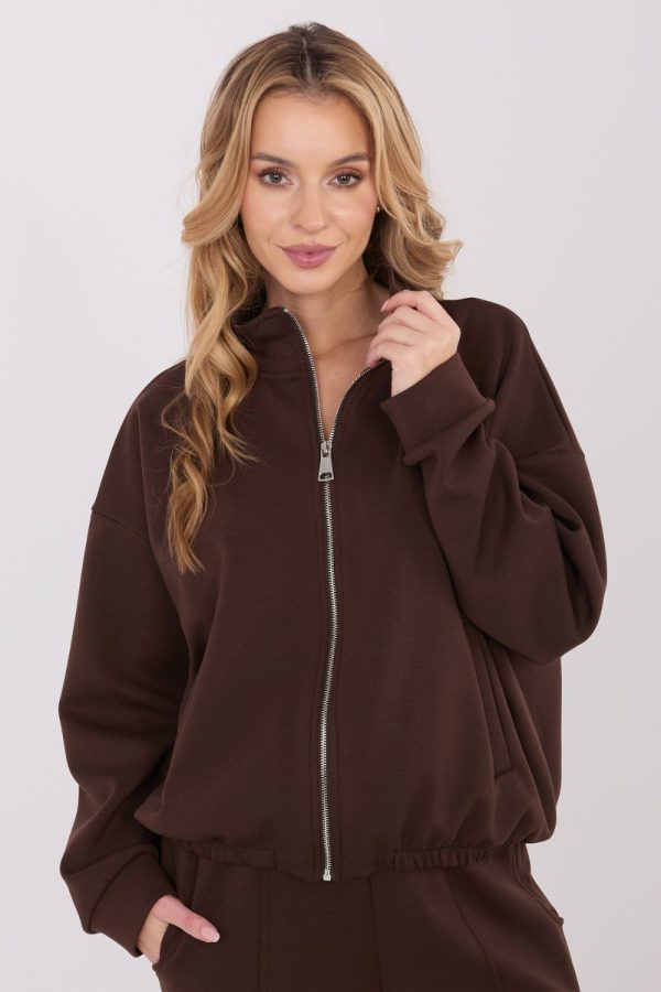 Brown Sweatshirt in Sweatshirts For Women with Spandex, Polyester and Viscose