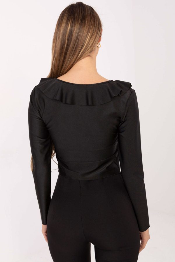 Black Blouse in Women`s Blouses, Tunics with Polyester and Viscose