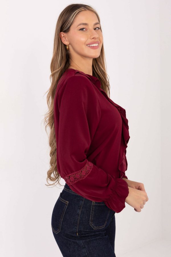 Red Blouse in Women`s Blouses, Tunics with Spandex, Polyester and Viscose