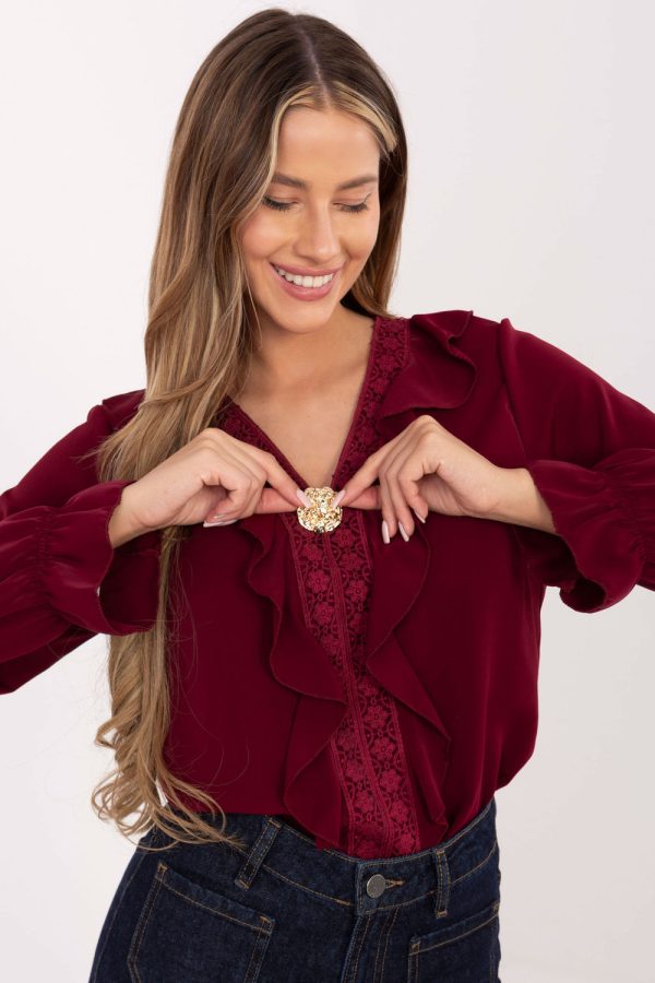Red Blouse in Women`s Blouses, Tunics with Spandex, Polyester and Viscose