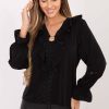 Black Blouse in Women`s Blouses, Tunics with Spandex, Polyester and Viscose