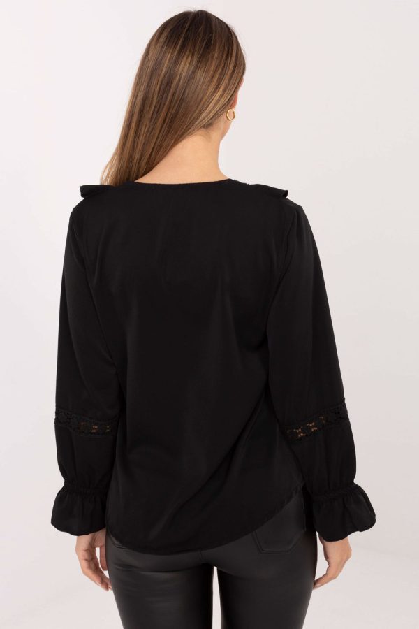 Black Blouse in Women`s Blouses, Tunics with Spandex, Polyester and Viscose