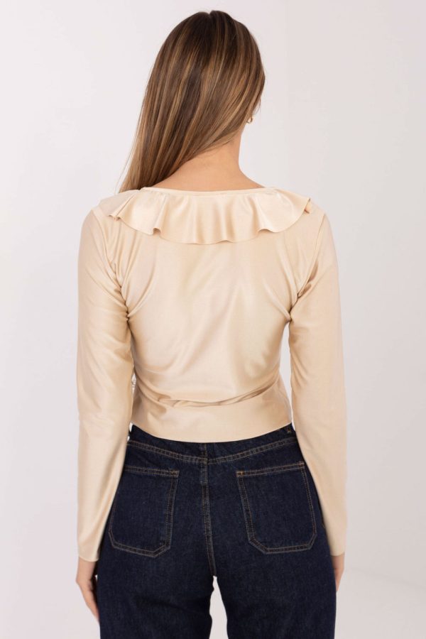 Beige Blouse in Women`s Blouses, Tunics with Polyester and Viscose