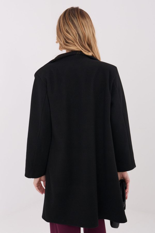 Black Coat in Women`s Coats, Jackets with Polyester and Viscose