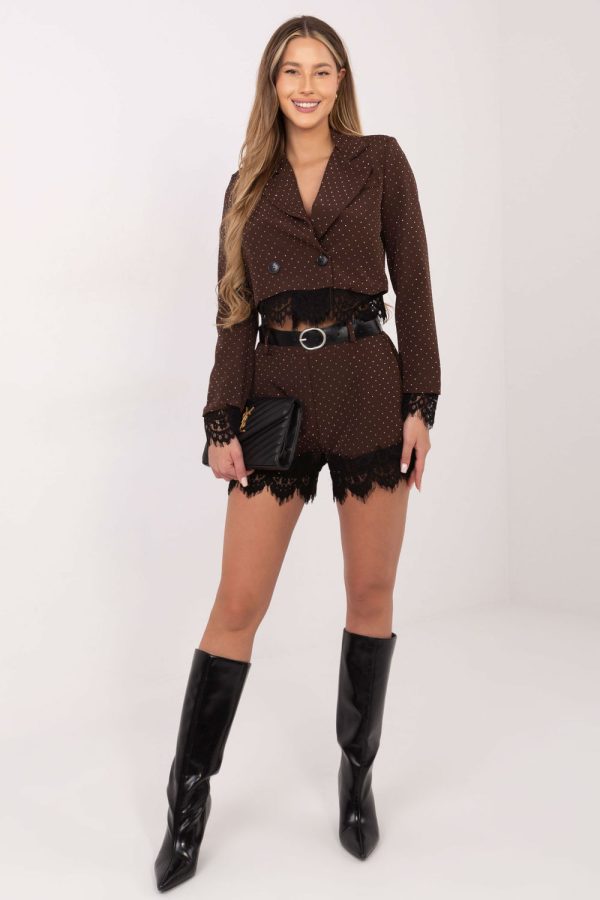 Brown Jacket in Jackets, Vests For Women with Spandex and Polyester