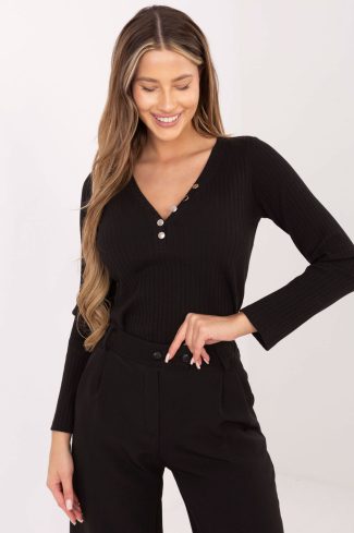 Black Blouse in Women`s Blouses, Tunics with Cotton and Spandex