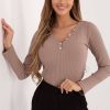 Beige Blouse in Women`s Blouses, Tunics with Cotton and Spandex