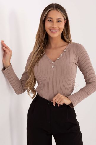 Beige Blouse in Women`s Blouses, Tunics with Cotton and Spandex