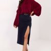 Navy Blue Skirt in Skirts with Spandex, Nylon and Viscose