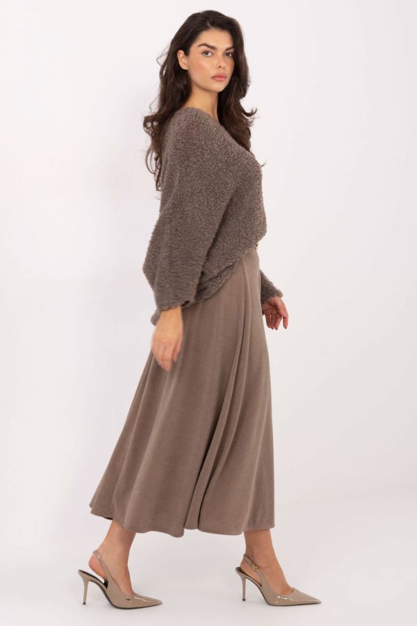 Beige Skirt in Skirts with Spandex and Polyester