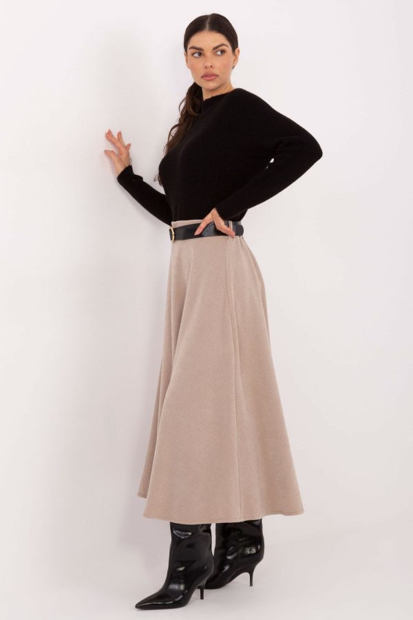 Beige Skirt in Skirts with Spandex and Polyester