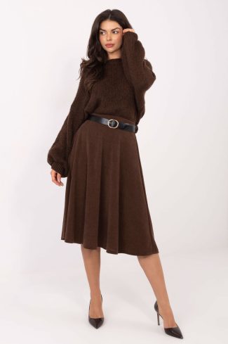 Brown Skirt in Skirts with Spandex and Polyester