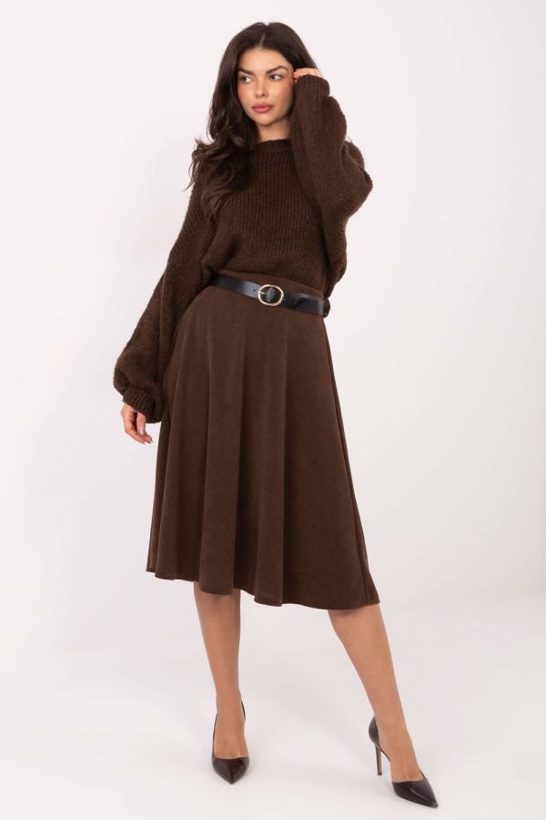 Brown Skirt in Skirts with Spandex and Polyester