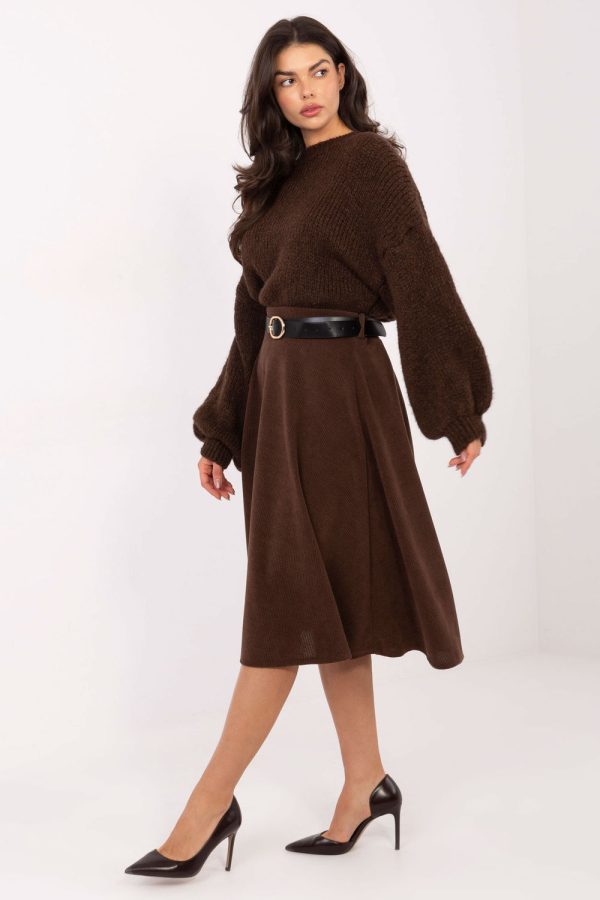 Brown Skirt in Skirts with Spandex and Polyester