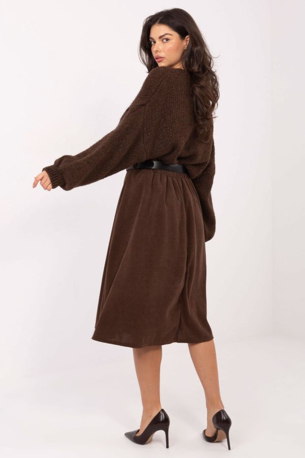 Brown Skirt in Skirts with Spandex and Polyester