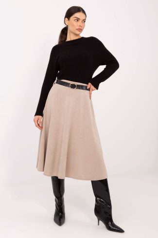 Beige Skirt in Skirts with Spandex and Polyester