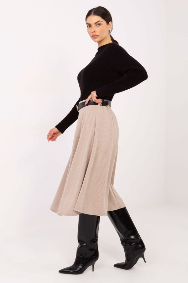 Beige Skirt in Skirts with Spandex and Polyester