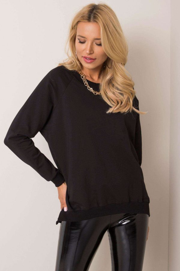 Black Sweatshirt in Sweatshirts For Women with Cotton and Spandex