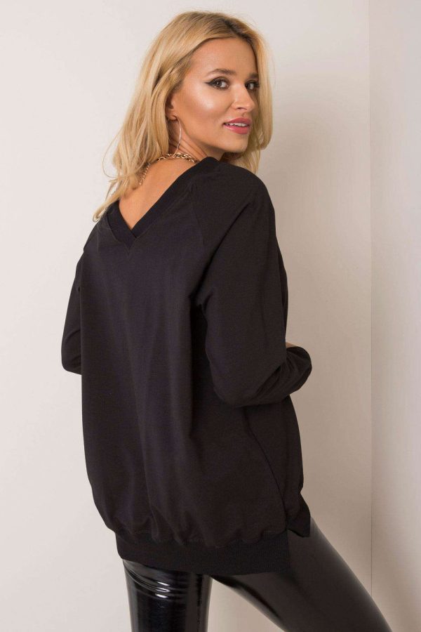Black Sweatshirt in Sweatshirts For Women with Cotton and Spandex