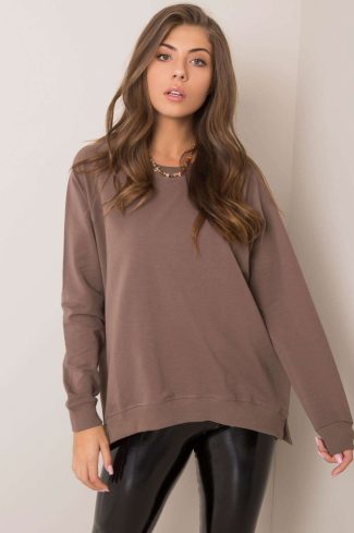 Brown Sweatshirt in Sweatshirts For Women with Cotton and Spandex