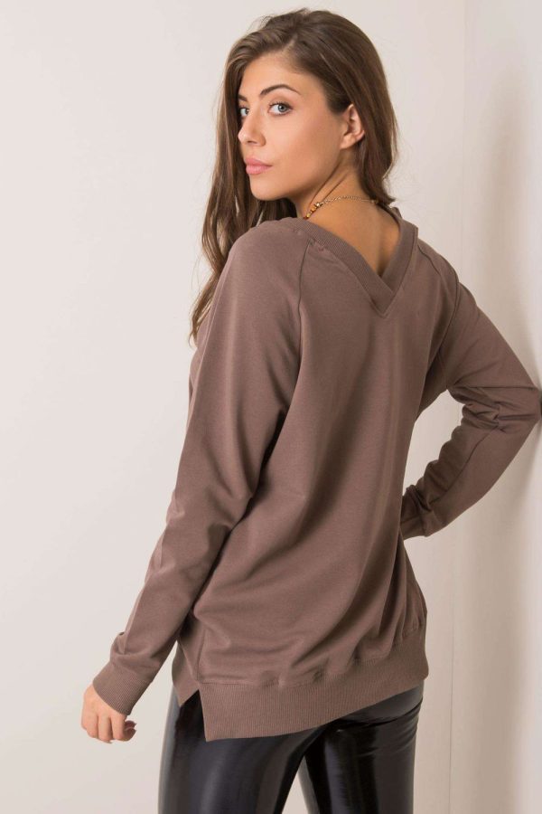 Brown Sweatshirt in Sweatshirts For Women with Cotton and Spandex