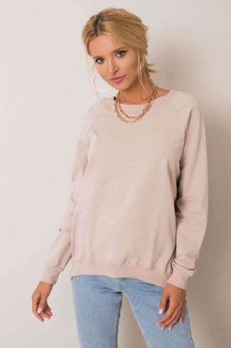 Beige Sweatshirt in Sweatshirts For Women with Cotton and Spandex