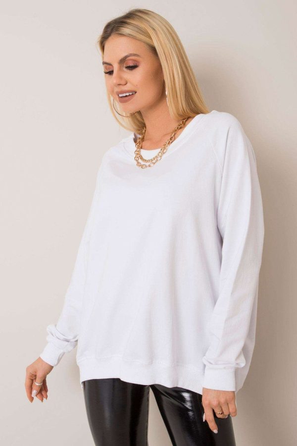 White Sweatshirt in Sweatshirts For Women with Cotton and Spandex