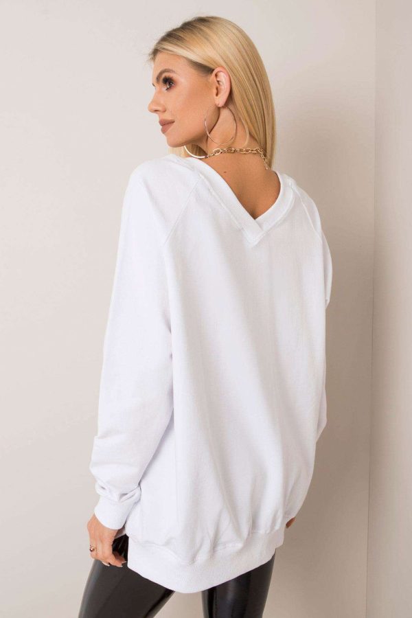 White Sweatshirt in Sweatshirts For Women with Cotton and Spandex