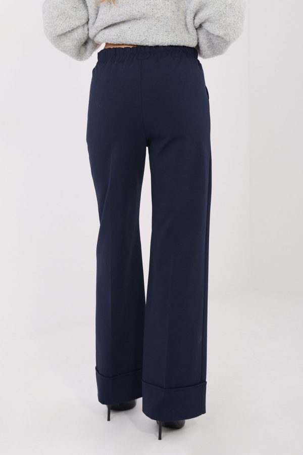 Navy Blue Women Trousers in Pants, Trousers, Shorts with Spandex, Nylon and Viscose