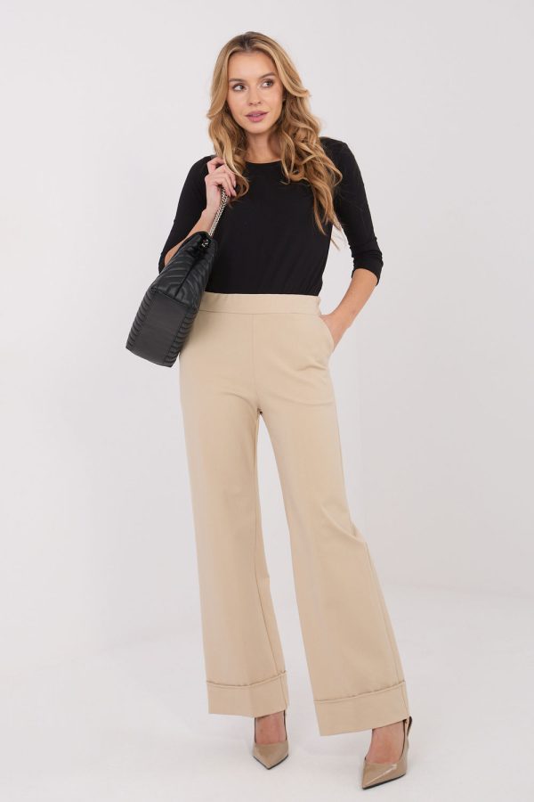 Beige Women Trousers in Pants, Trousers, Shorts with Spandex, Nylon and Viscose