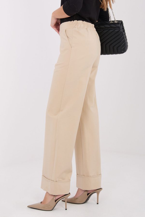 Beige Women Trousers in Pants, Trousers, Shorts with Spandex, Nylon and Viscose
