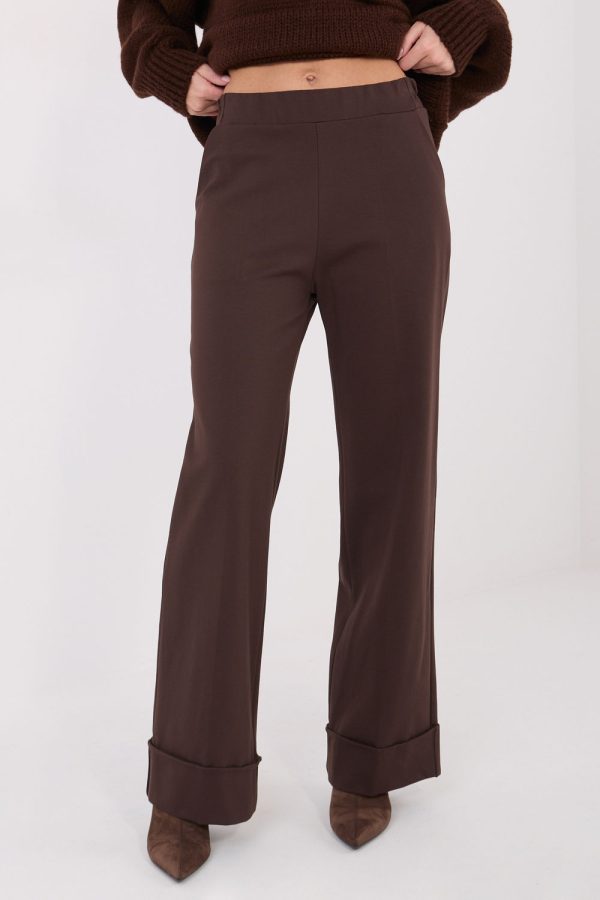 Brown Women's Pants in Pants, Trousers, Shorts with Spandex, Nylon and Viscose