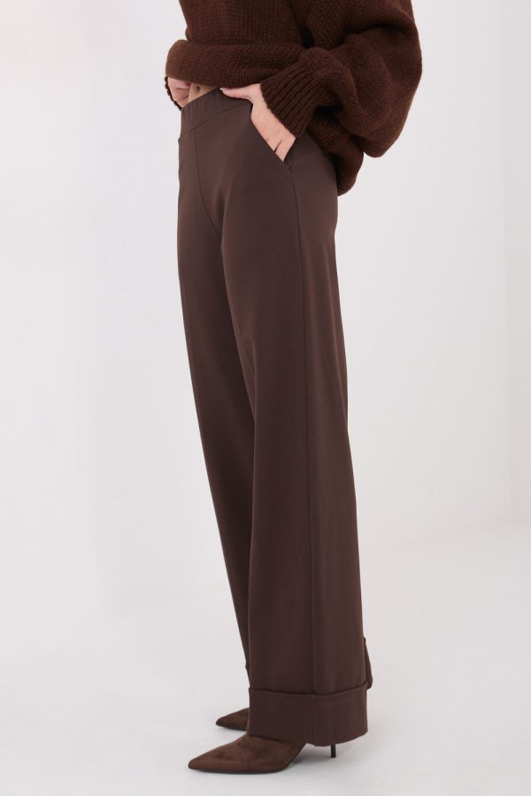 Brown Women's Pants in Pants, Trousers, Shorts with Spandex, Nylon and Viscose