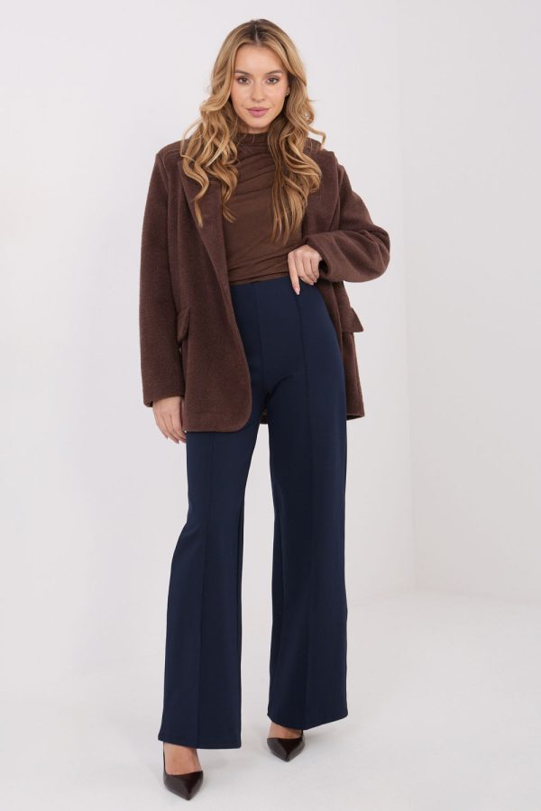Navy Blue Women Trousers in Pants, Trousers, Shorts with Spandex, Nylon and Viscose