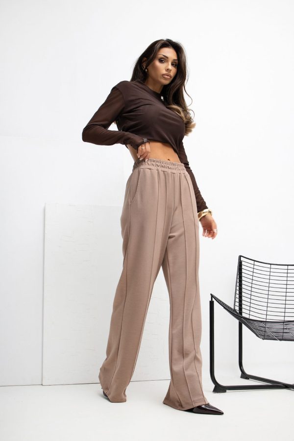 Beige Tracksuit Trousers in Pants, Trousers, Shorts with Spandex and Viscose