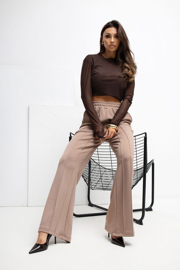 Beige Tracksuit Trousers in Pants, Trousers, Shorts with Spandex and Viscose