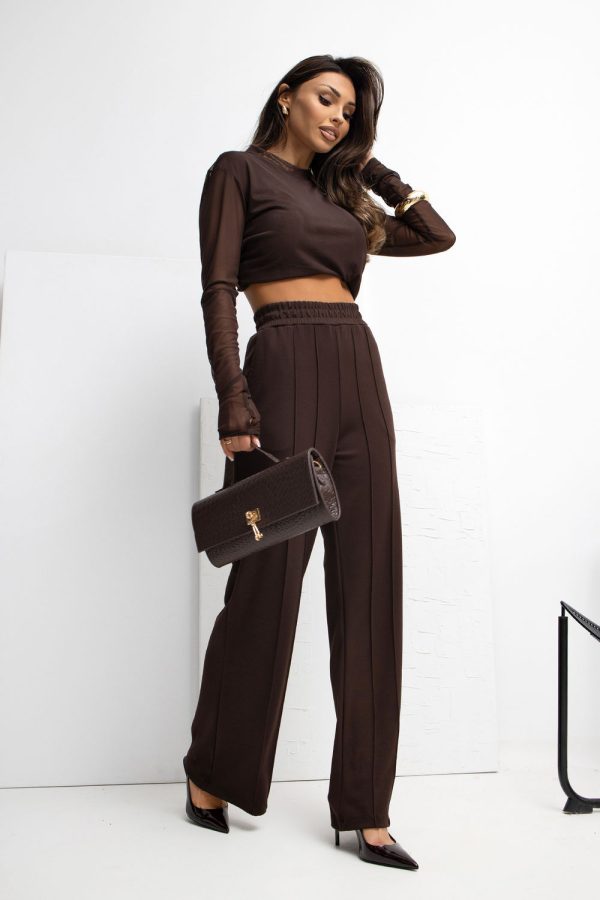 Brown Tracksuit Trousers in Pants, Trousers, Shorts with Spandex and Viscose